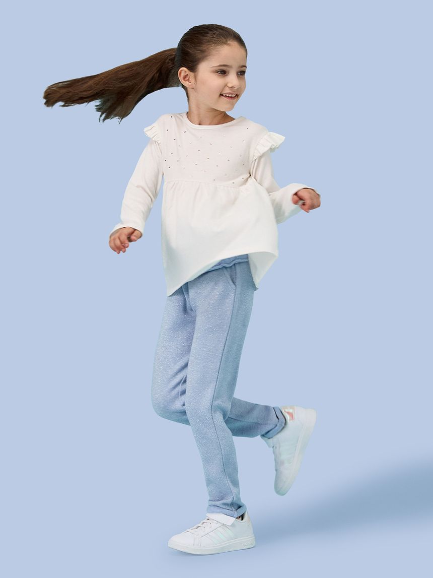 παιδικό παντελόνι φούτερ γαλάζιο lurex για κορίτσι - Prénatal