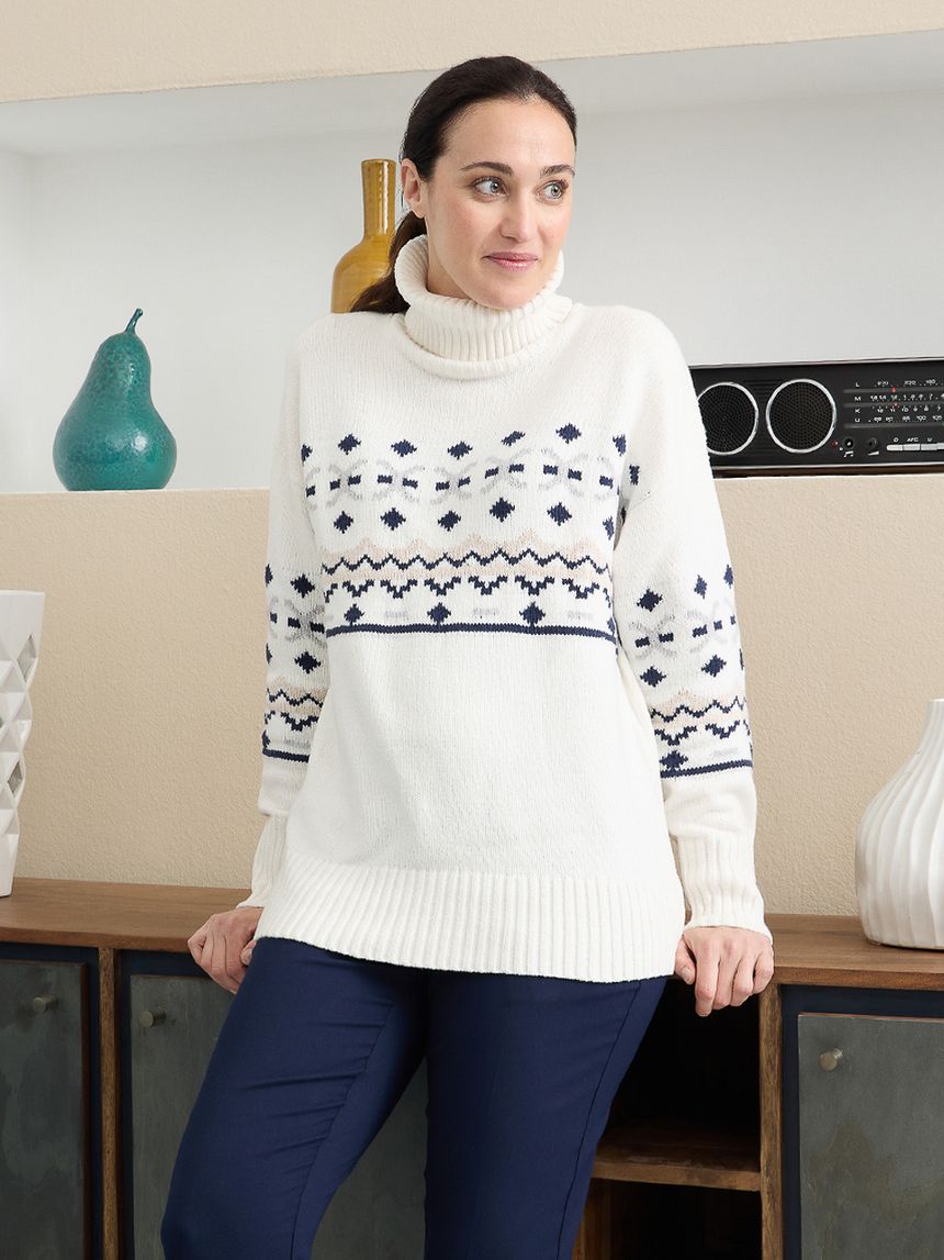 γυναικείο πουλόβερ εγκυμοσύνης ζιβάγκο λευκό ζακάρ - Prénatal