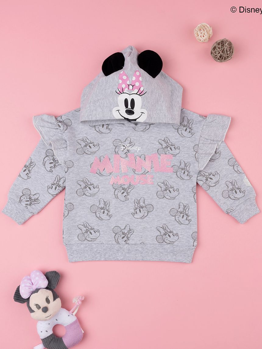 μπλούζα φούτερ γκρι με τη minnie για κορίτσι - Prénatal