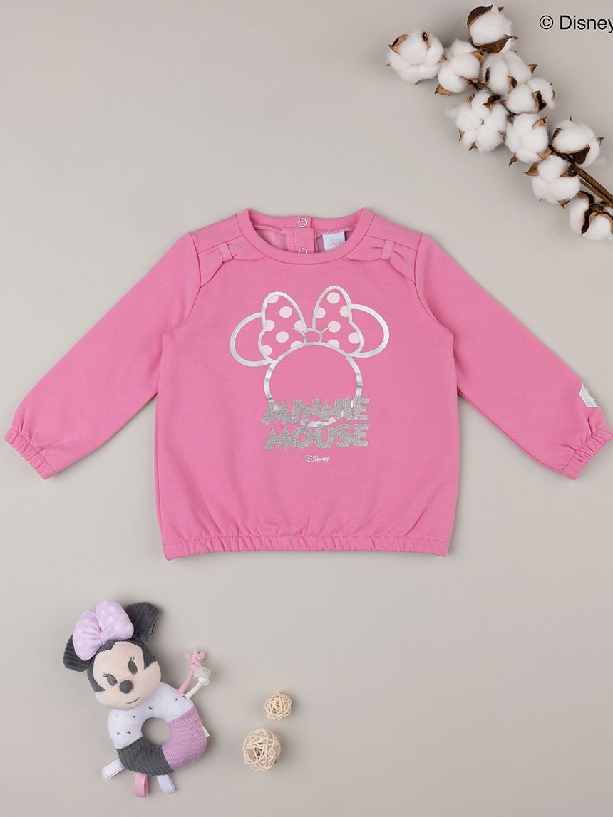 μπλούζα φούτερ ροζ με τη minnie για κορίτσι - Prénatal