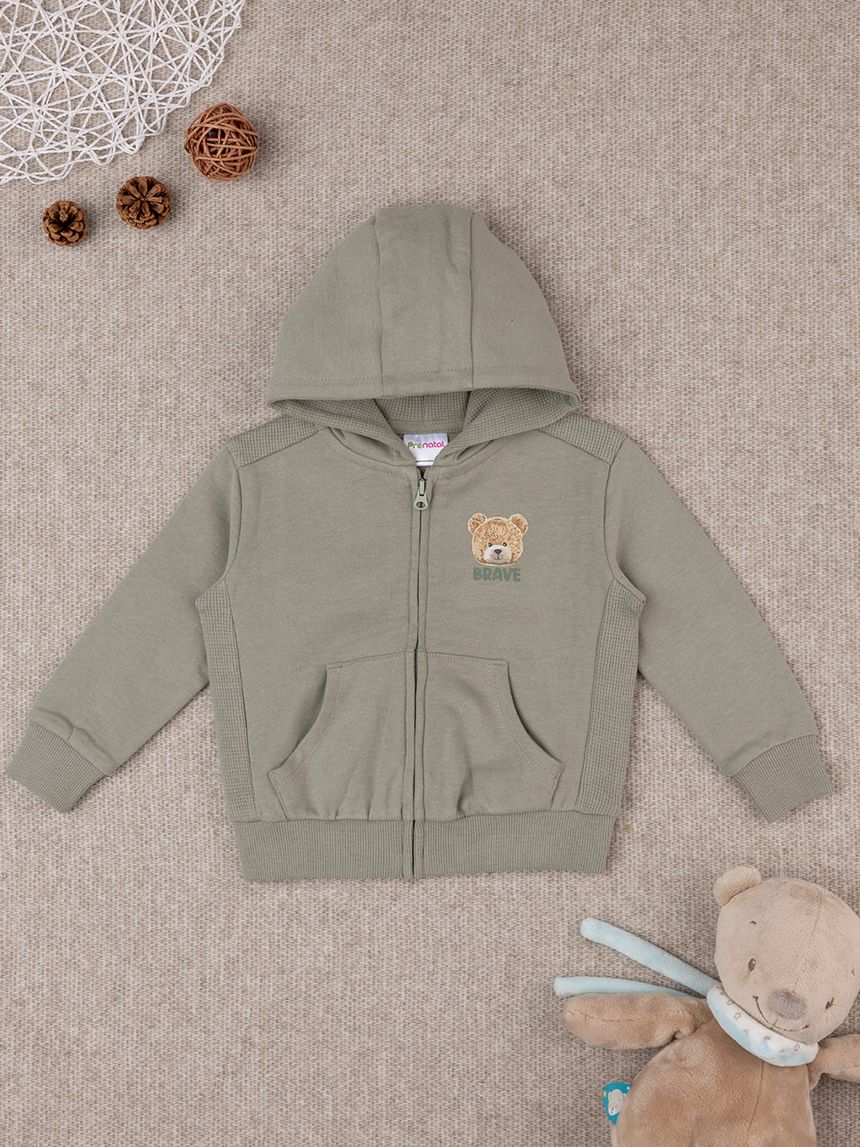 βρεφική ζακέτα φούτερ πράσινη teddy για αγόρι - Prénatal