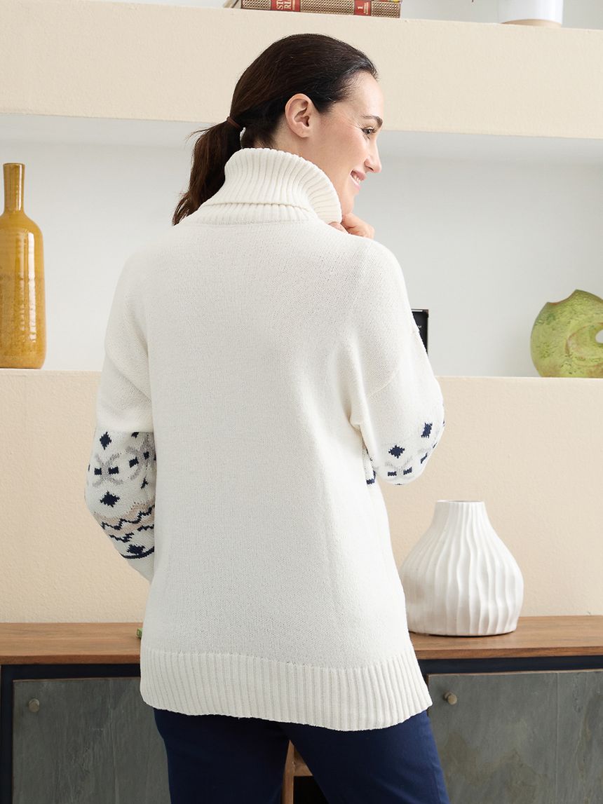 γυναικείο πουλόβερ εγκυμοσύνης ζιβάγκο λευκό ζακάρ - Prénatal