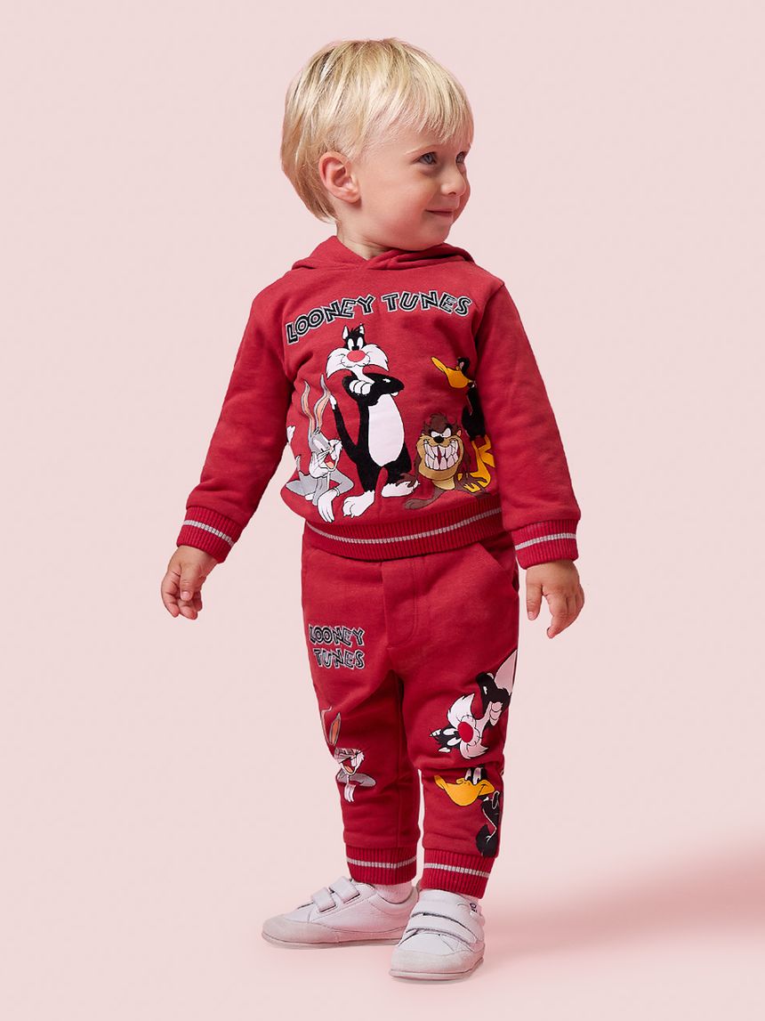 βρεφική μπλούζα φούτερ κόκκινη με looney tunes για αγόρι - Prénatal