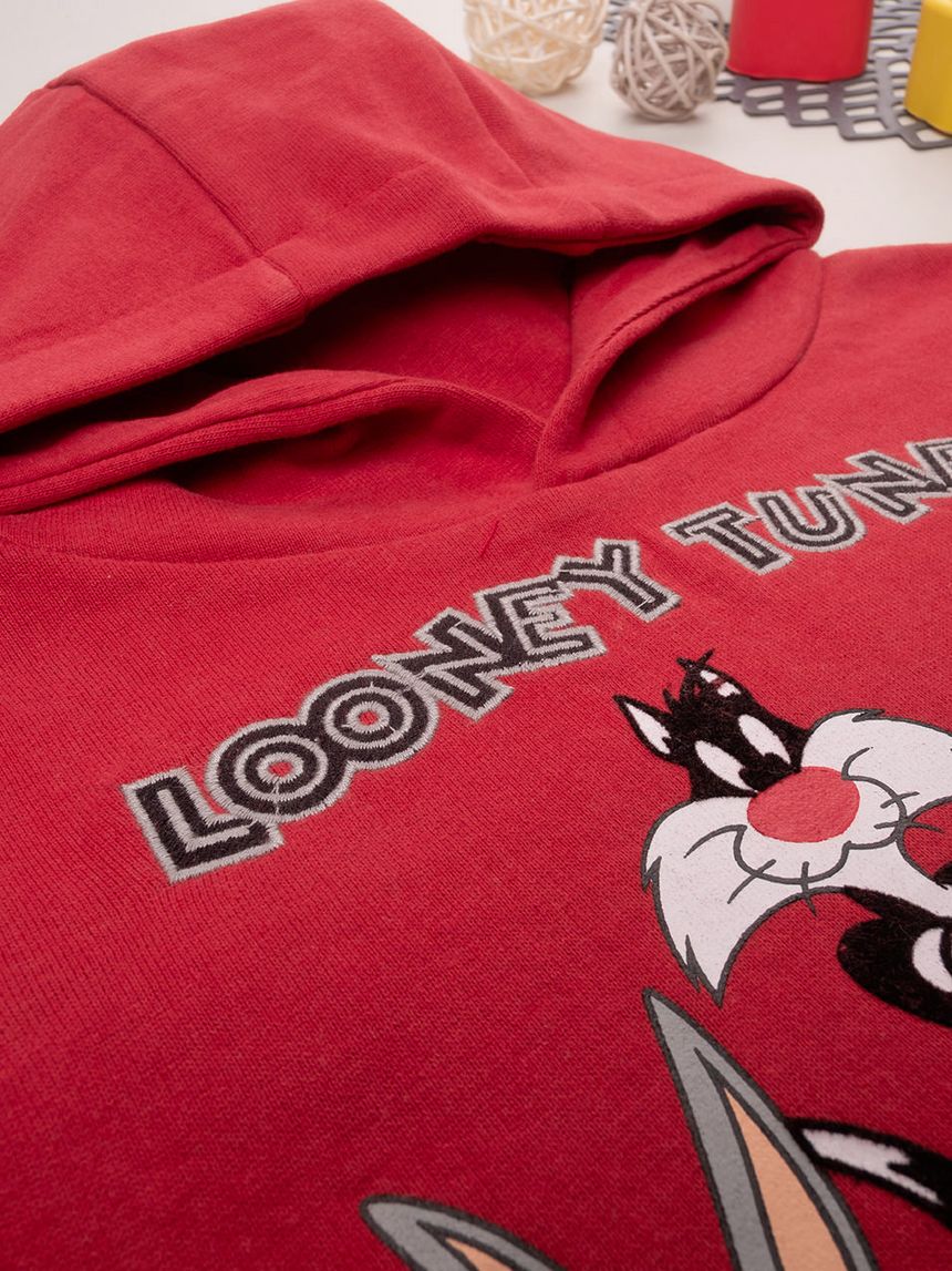 βρεφική μπλούζα φούτερ κόκκινη με looney tunes για αγόρι - Prénatal