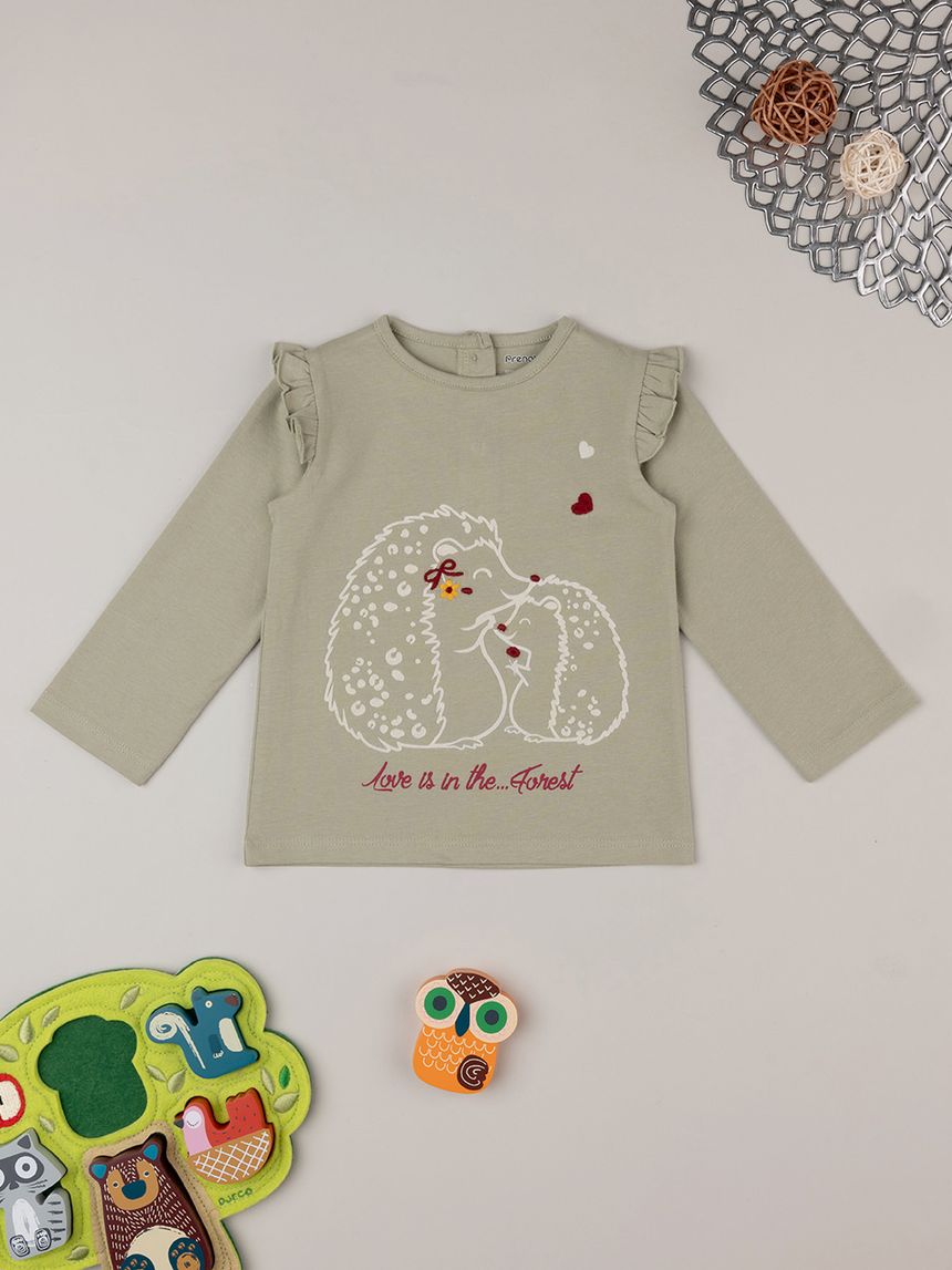 βρεφική μπλούζα πράσινη forest για κορίτσι - Prénatal