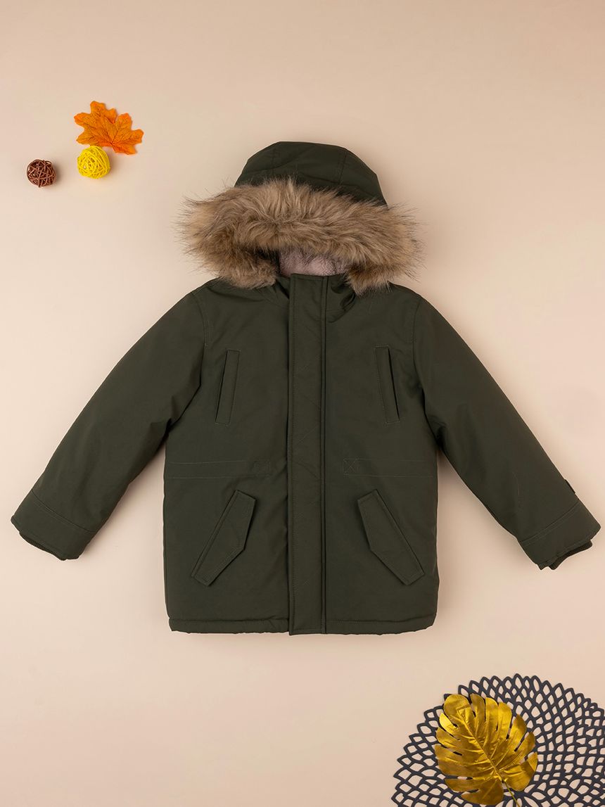 παιδικό μπουφάν παρκά χακί για αγόρι - Prénatal