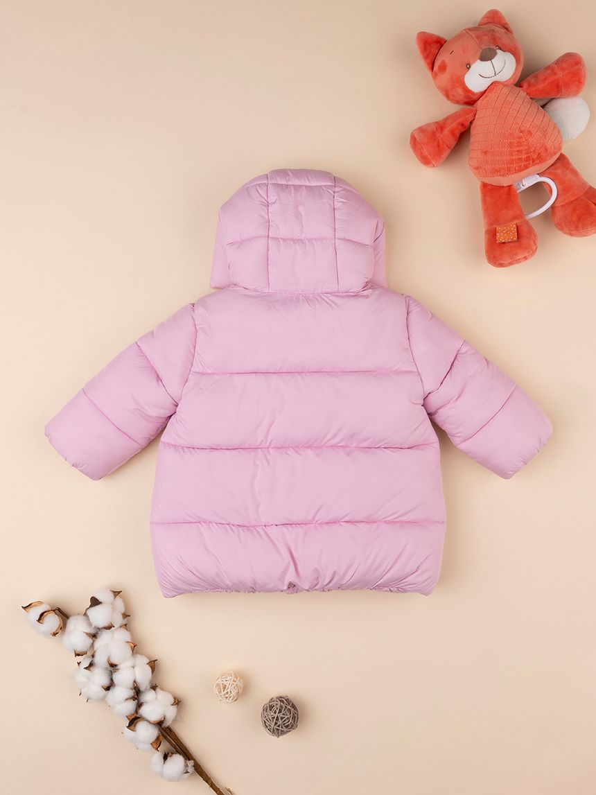 βρεφικό μπουφάν puffer ροζ με φιογκάκια για κορίτσι - Prénatal