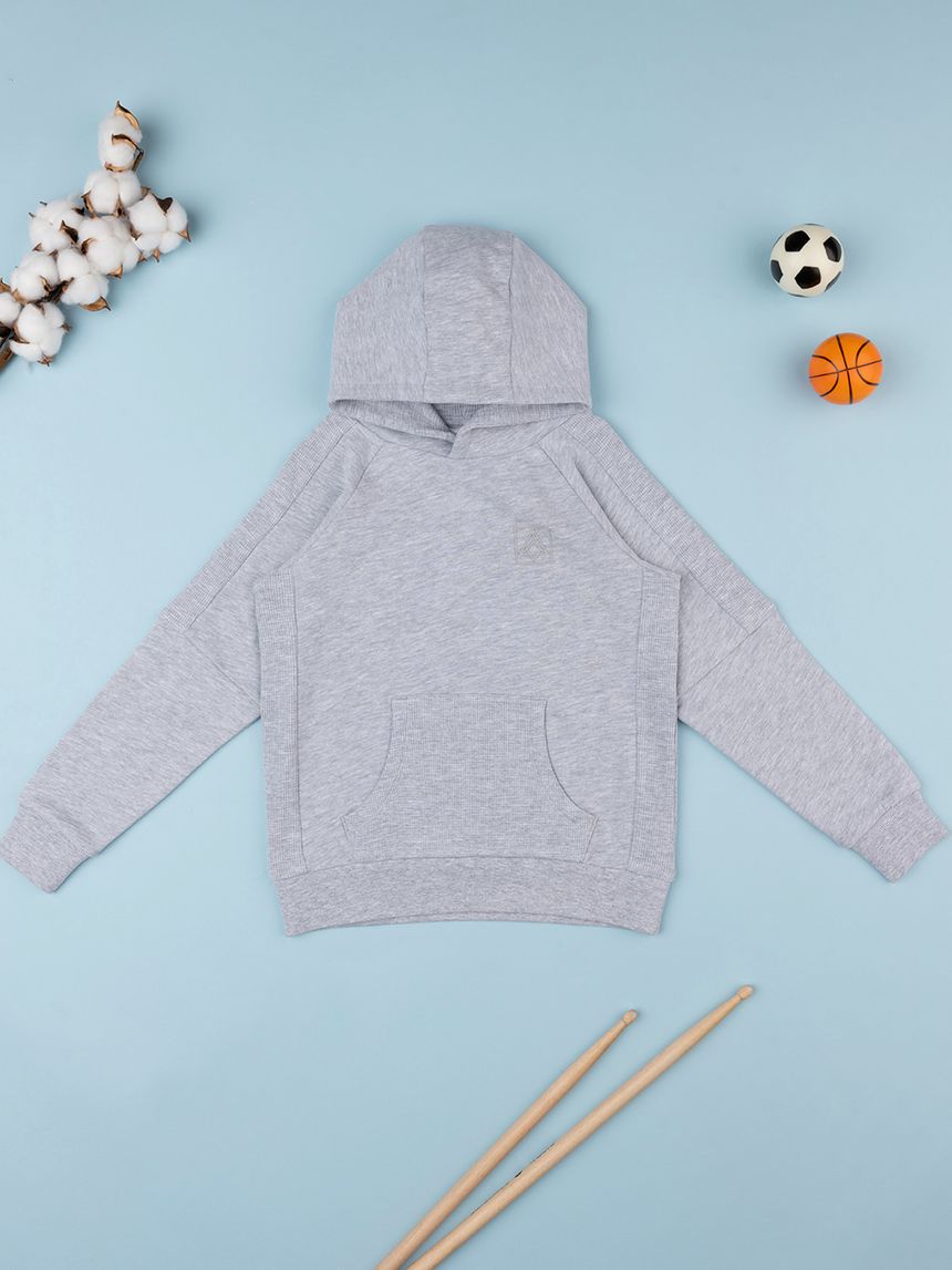 παιδική μπλούζα φούτερ γκρι με κουκούλα για αγόρι - Prénatal