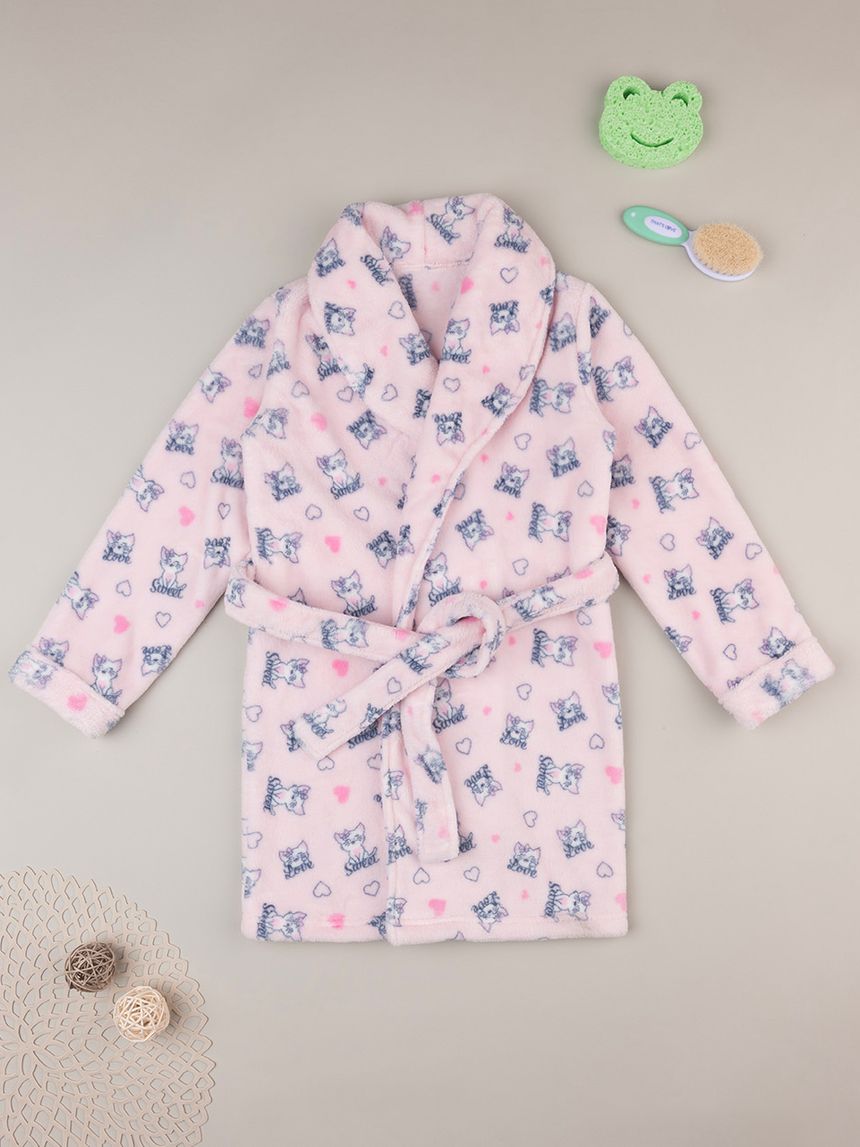 παιδική σενίλ ρόμπα ροζ με γατάκια για κορίτσι - Prénatal
