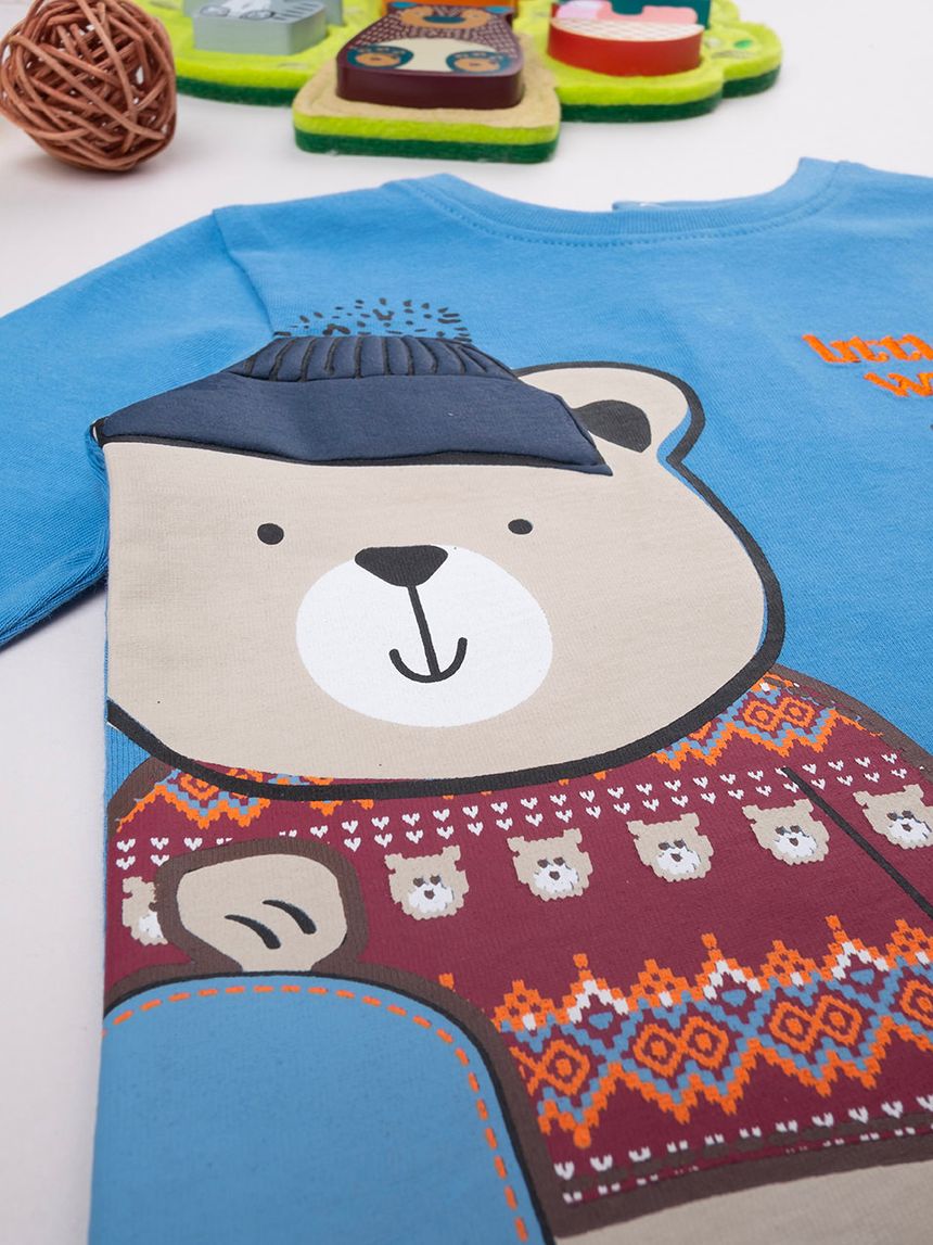 βρεφική μπλούζα γαλάζια teddy για αγόρι - Prénatal