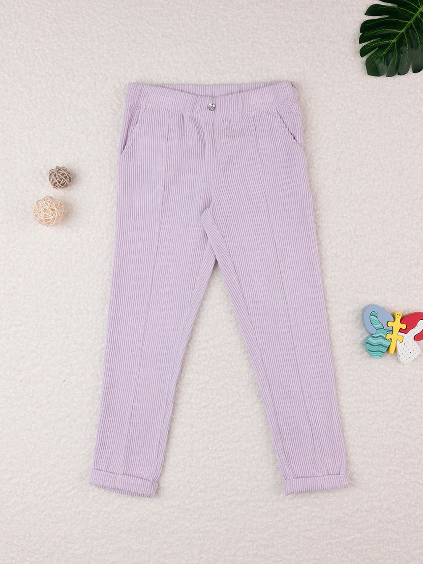 παιδικό παντελόνι βελουτέ λιλά για κορίτσι - Prénatal
