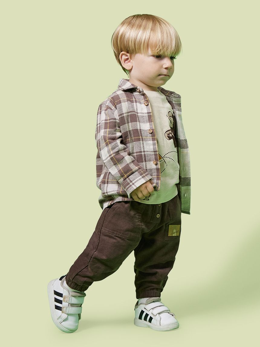 βρεφικό πουκάμισο καρό καφέ wood για αγόρι - Prénatal