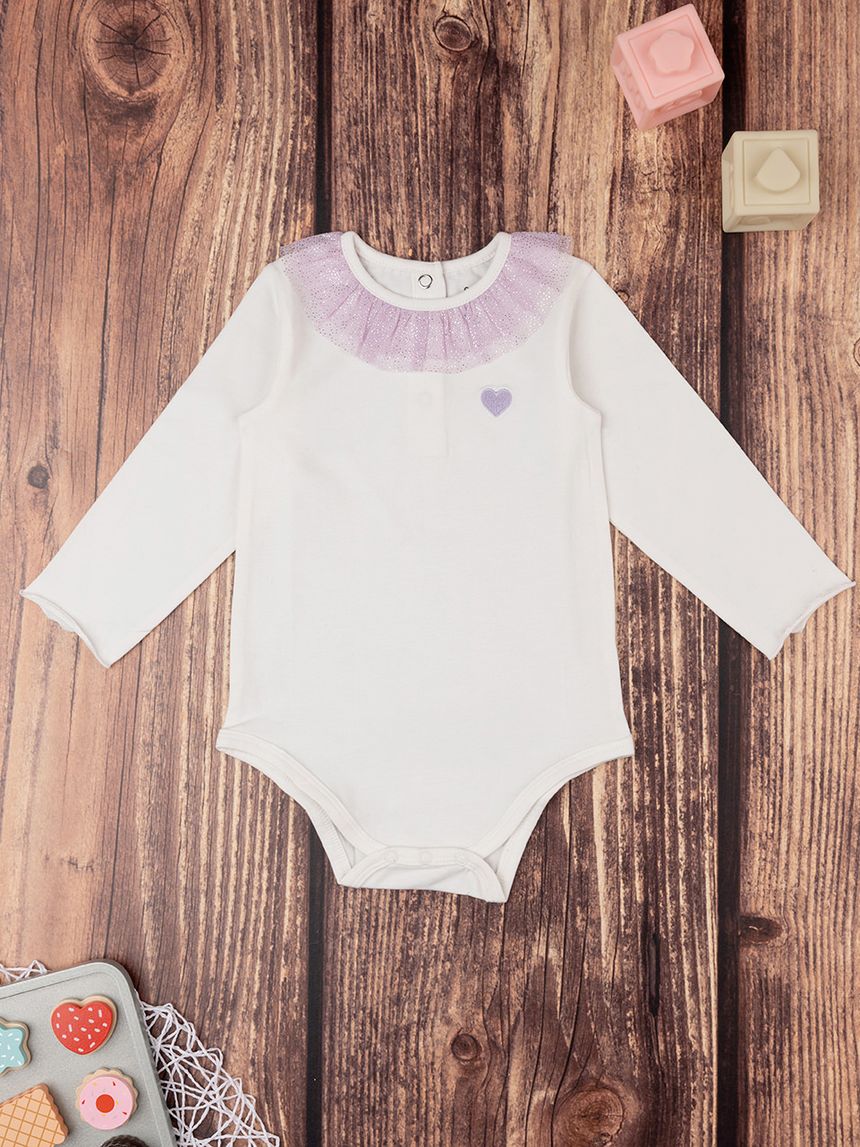 βρεφικό κορμάκι λευκό με καρδιά για κορίτσι - Prénatal