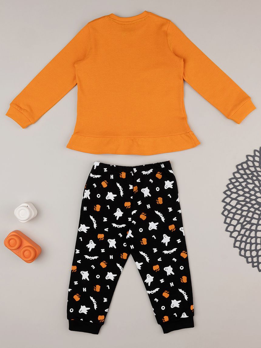 πιτζάμα halloween πορτοκαλί/μαύρη για κορίτσι - Prénatal