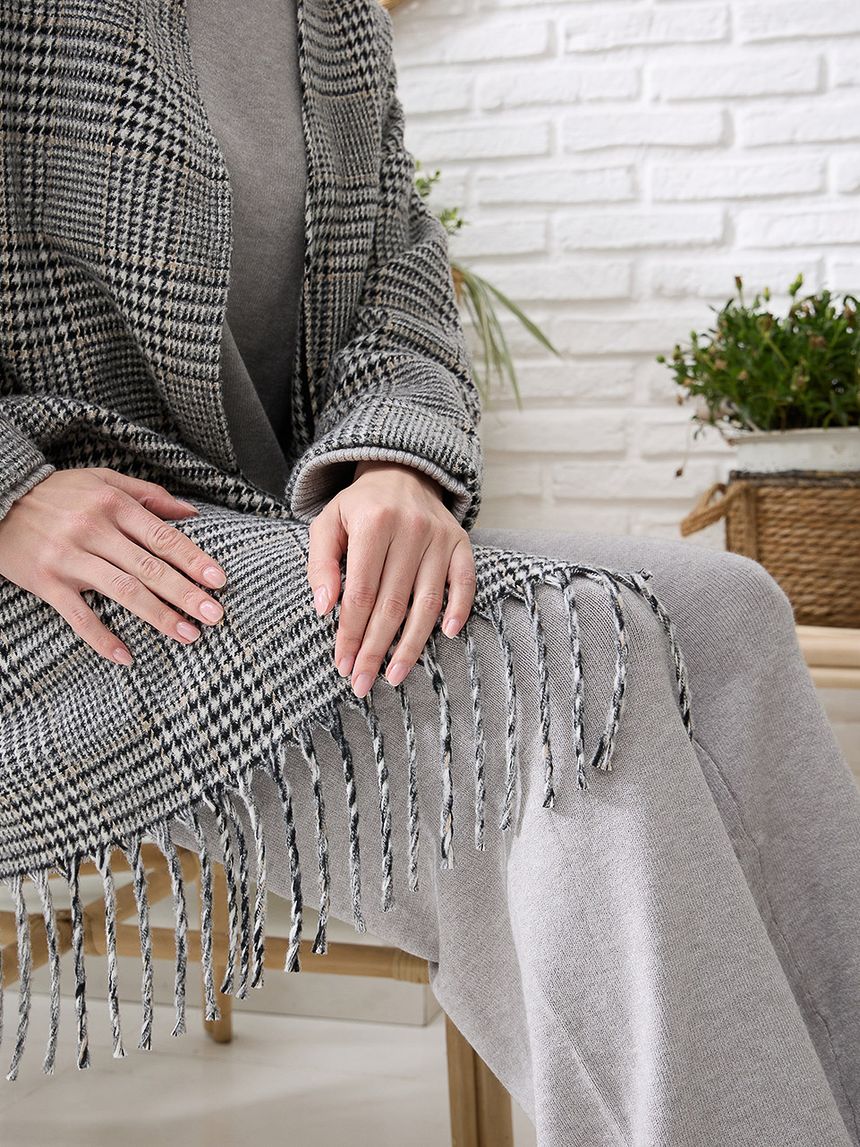 γυναικεία μακριά ζακέτα καρό μαύρο/άσπρο - Prénatal