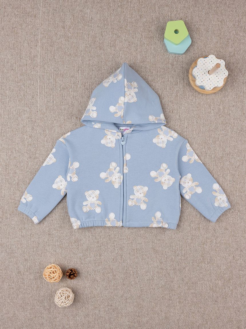 βρεφική ζακέτα φούτερ γαλάζια teddy για κορίτσι - Prénatal