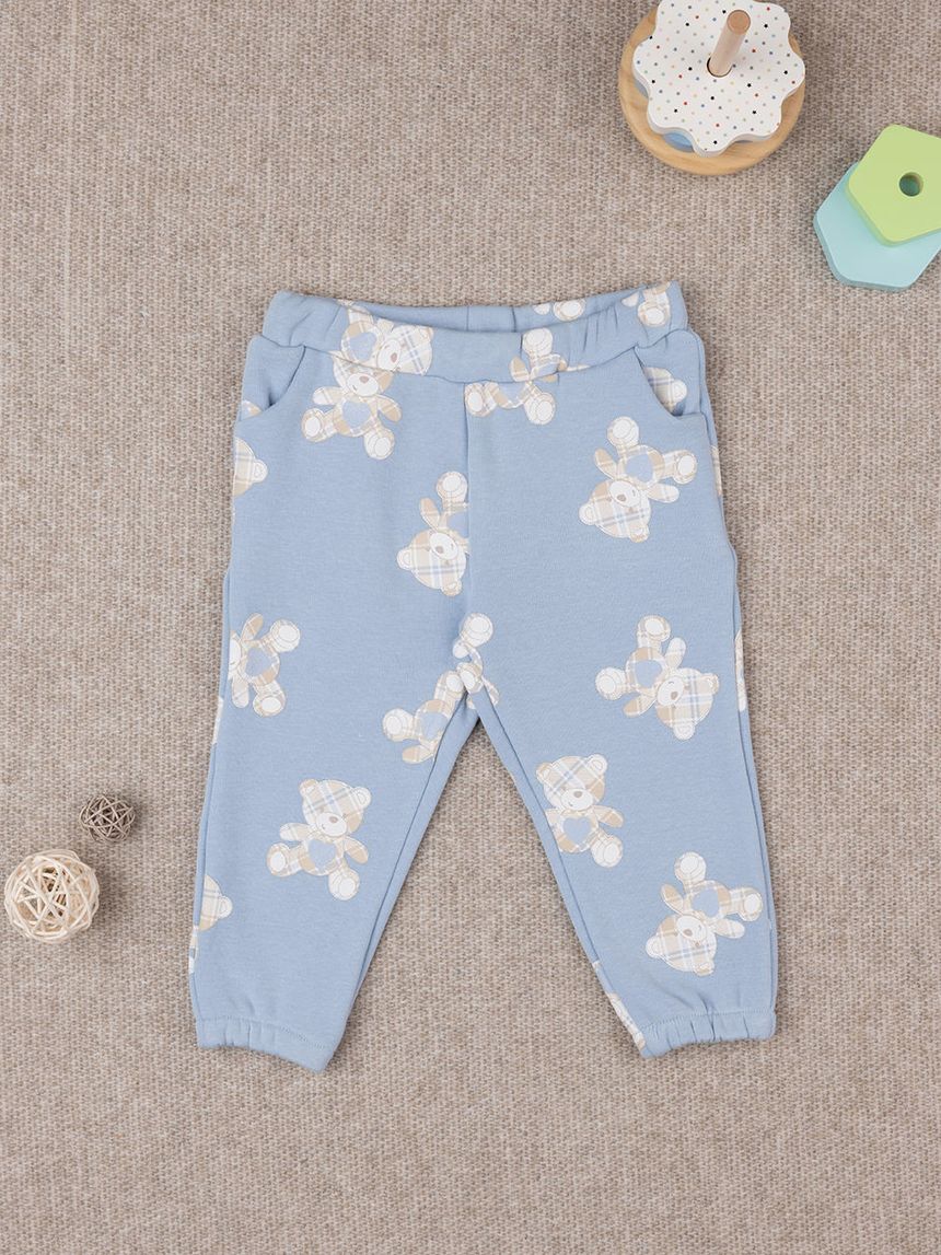 βρεφικό παντελόνι φούτερ γαλάζιο teddy για κορίτσι - Prénatal