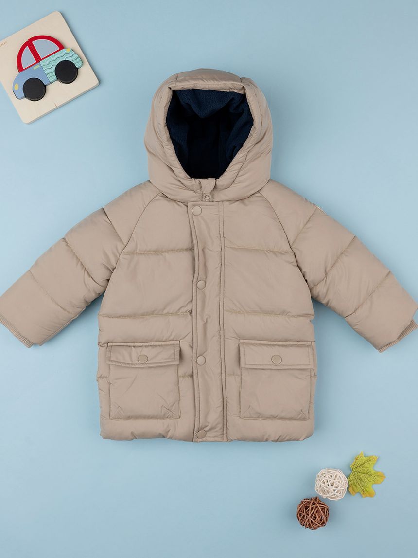 βρεφικό μπουφάν puffer μπεζ για αγόρι - Prénatal