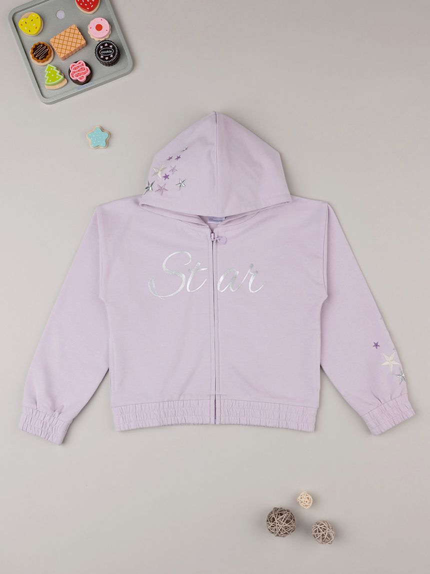 παιδική ζακέτα φούτερ λιλά star για κορίτσι - Prénatal
