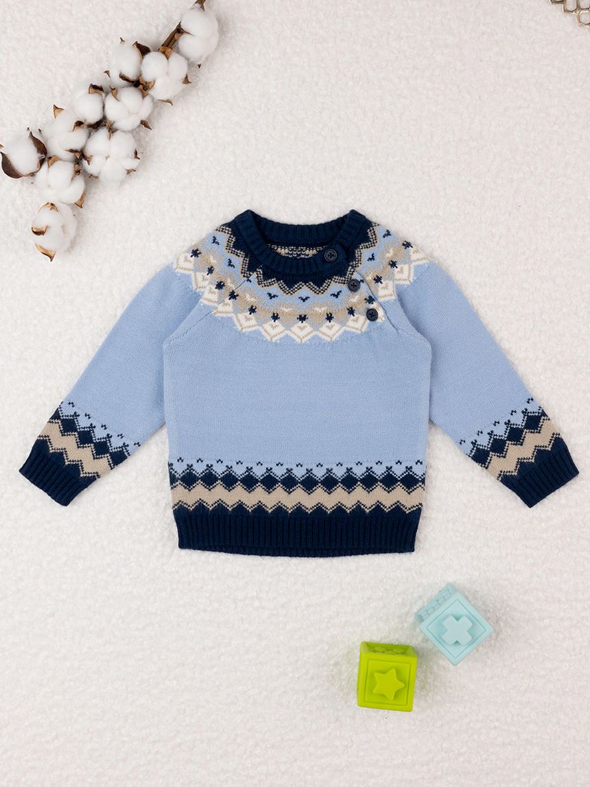 βρεφικό πουλόβερ γαλάζιο artic για αγόρι - Prénatal