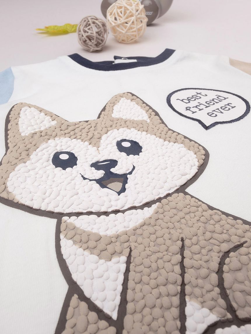 βρεφική μπλούζα λευκή artic για αγόρι - Prénatal