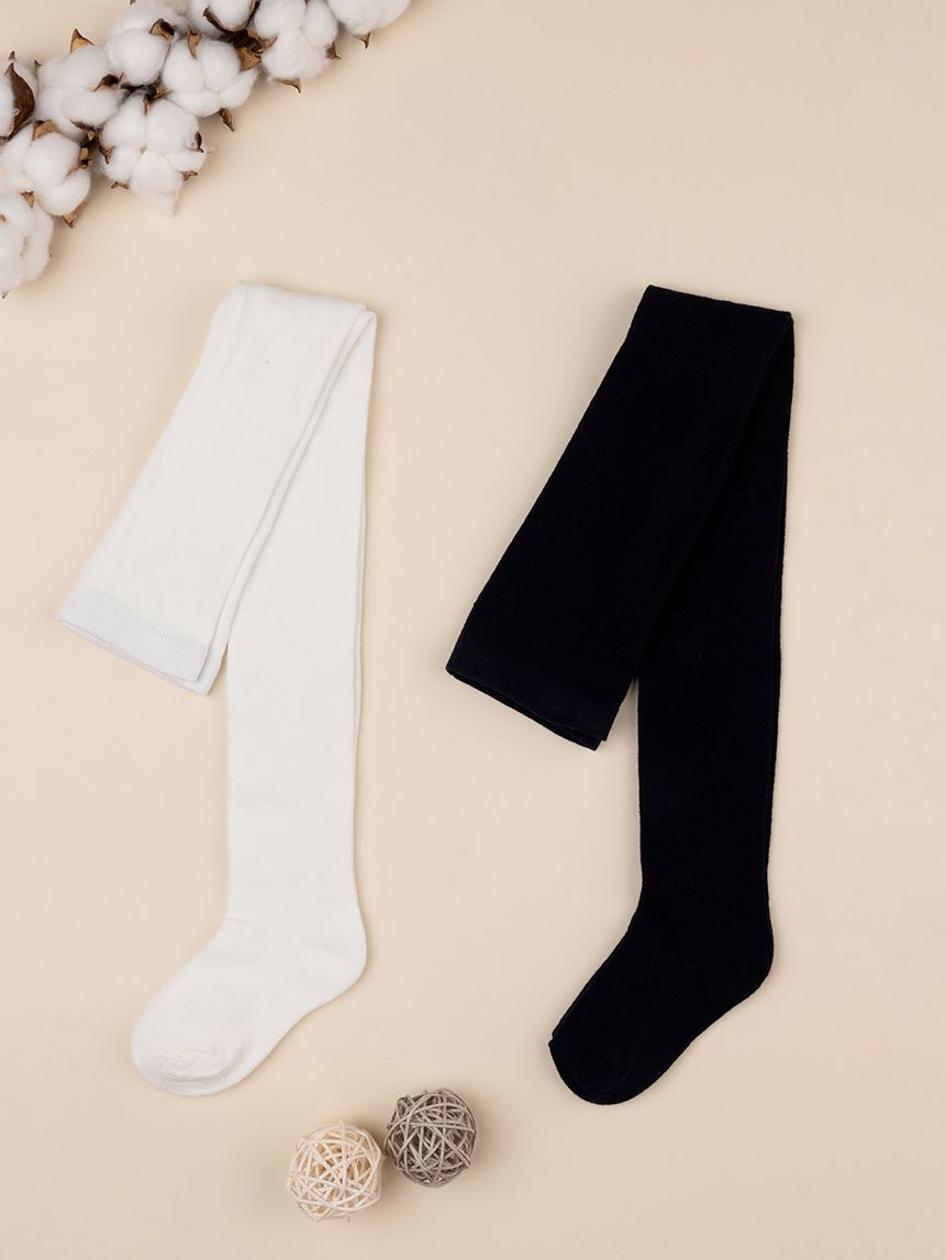 παιδικά καλσόν πακέτο x2 λευκό/μπλε για κορίτσι - Prénatal