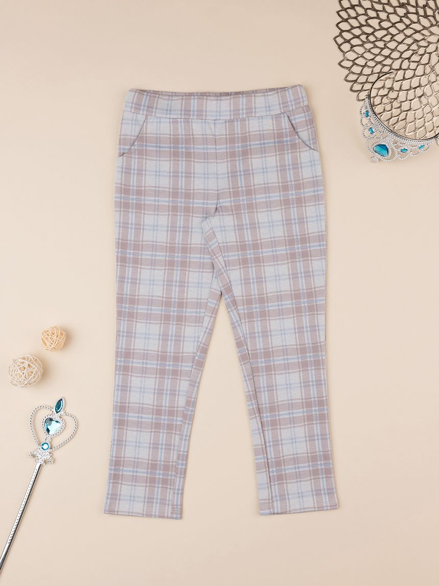 παιδικό κολάν καρό γαλάζιο/dusty pink για κορίτσι - Prénatal