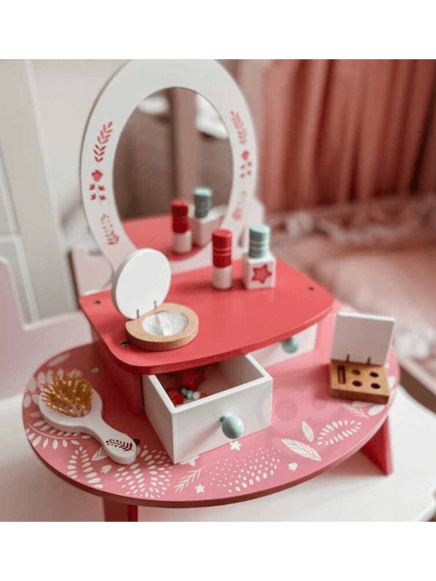 Tooky toy ξύλινη τουαλέτα ομορφιάς ροζ tl098a - TOOKY TOY