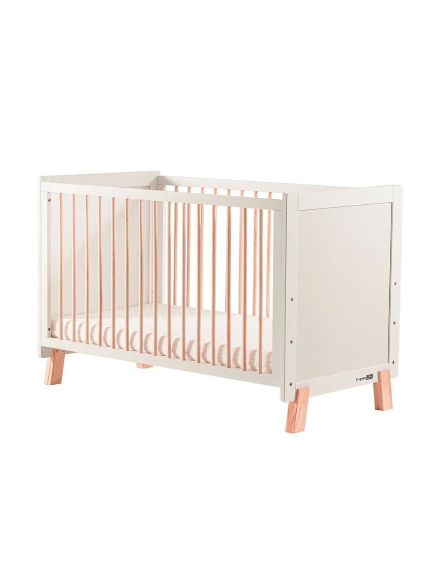 Freeon ξύλινο βρεφικό κρεβάτι ava λευκό-φυσικό 60x120cm 49164 - Freeon