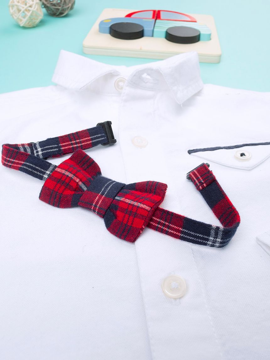 βρεφικό πουκάμισο λευκό με παπιγιόν για αγόρι - Prénatal