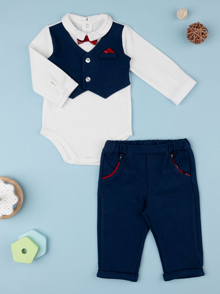βρεφικό σετ κορμάκι και παντελόνι classic για αγόρι - Prénatal