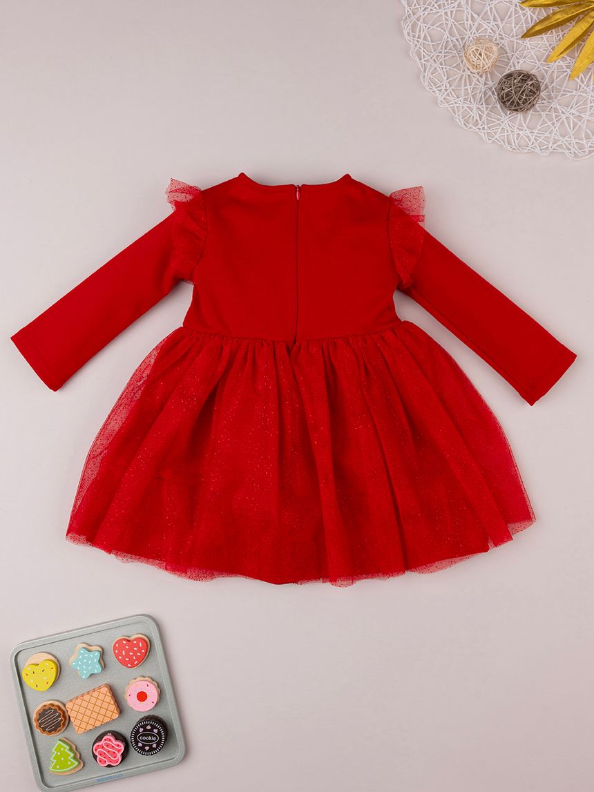 βρεφικό φόρεμα κόκκινο με τούλι για κορίτσι - Prénatal