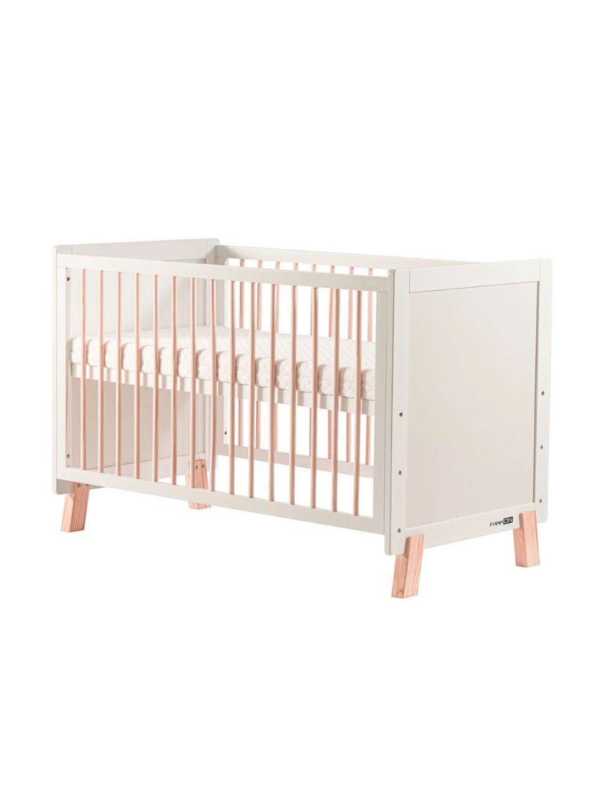 Freeon ξύλινο βρεφικό κρεβάτι ava λευκό-φυσικό 60x120cm 49164 - Freeon
