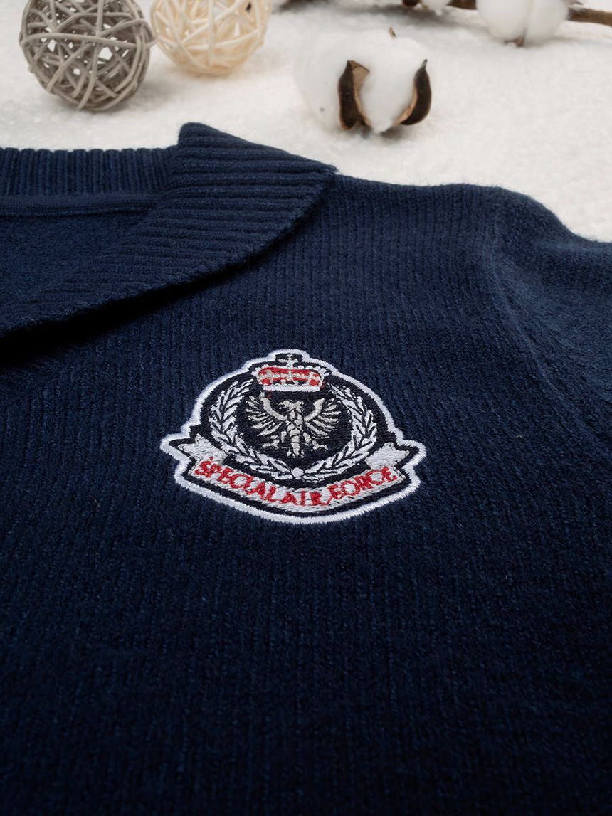 παιδική πλεκτή ζακέτα μπλε με ρόμβους για αγόρι - Prénatal