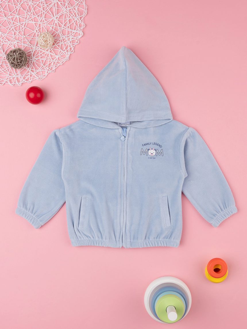 βρεφική ζακέτα σενίλ μπλε mom για κορίτσι - Prénatal