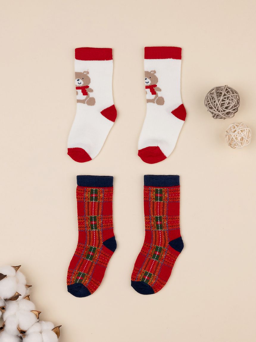 βρεφικά καλτσάκια teddy/καρό για αγόρι - Prénatal