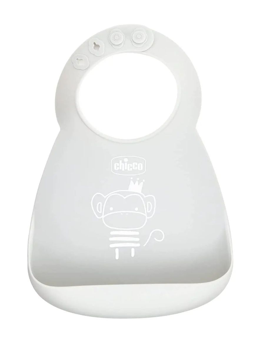 Chicco σαλιάρα σιλικόνης για ψίχουλα- γκρι 1τεμ - Chicco