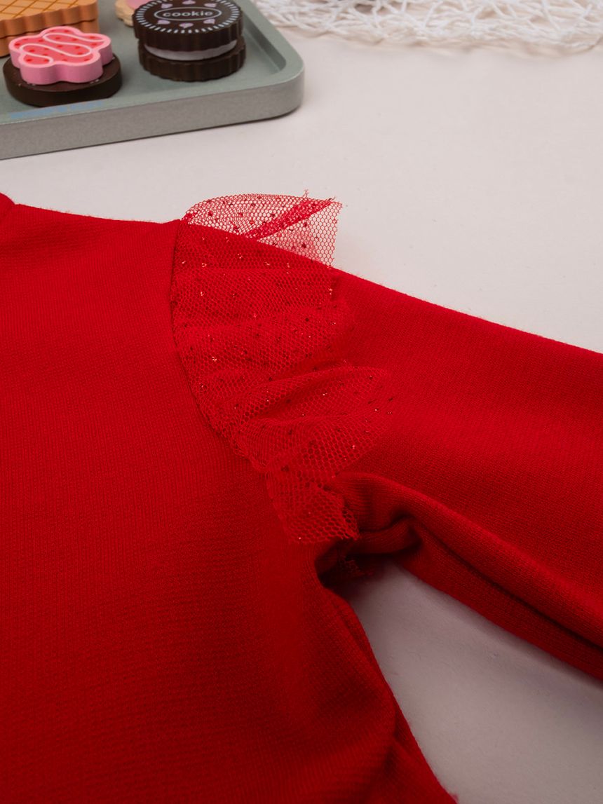 βρεφικό φόρεμα κόκκινο με τούλι για κορίτσι - Prénatal