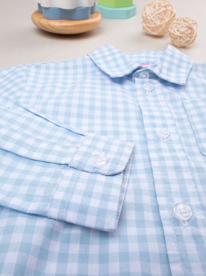 βρεφικό πουκάμισο καρό γαλάζιο/λευκό για αγόρι - Prénatal