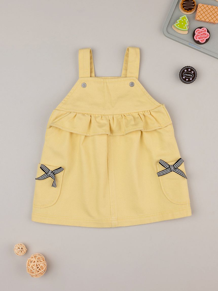 βρεφικό φόρεμα σαλοπέτα twill κίτρινο για κορίτσι - Prénatal