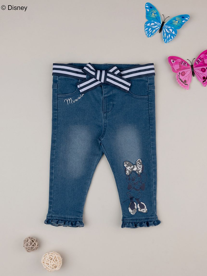 βρεφικό τζιν παντελόνι μπλε με τη minnie για κορίτσι - Prénatal