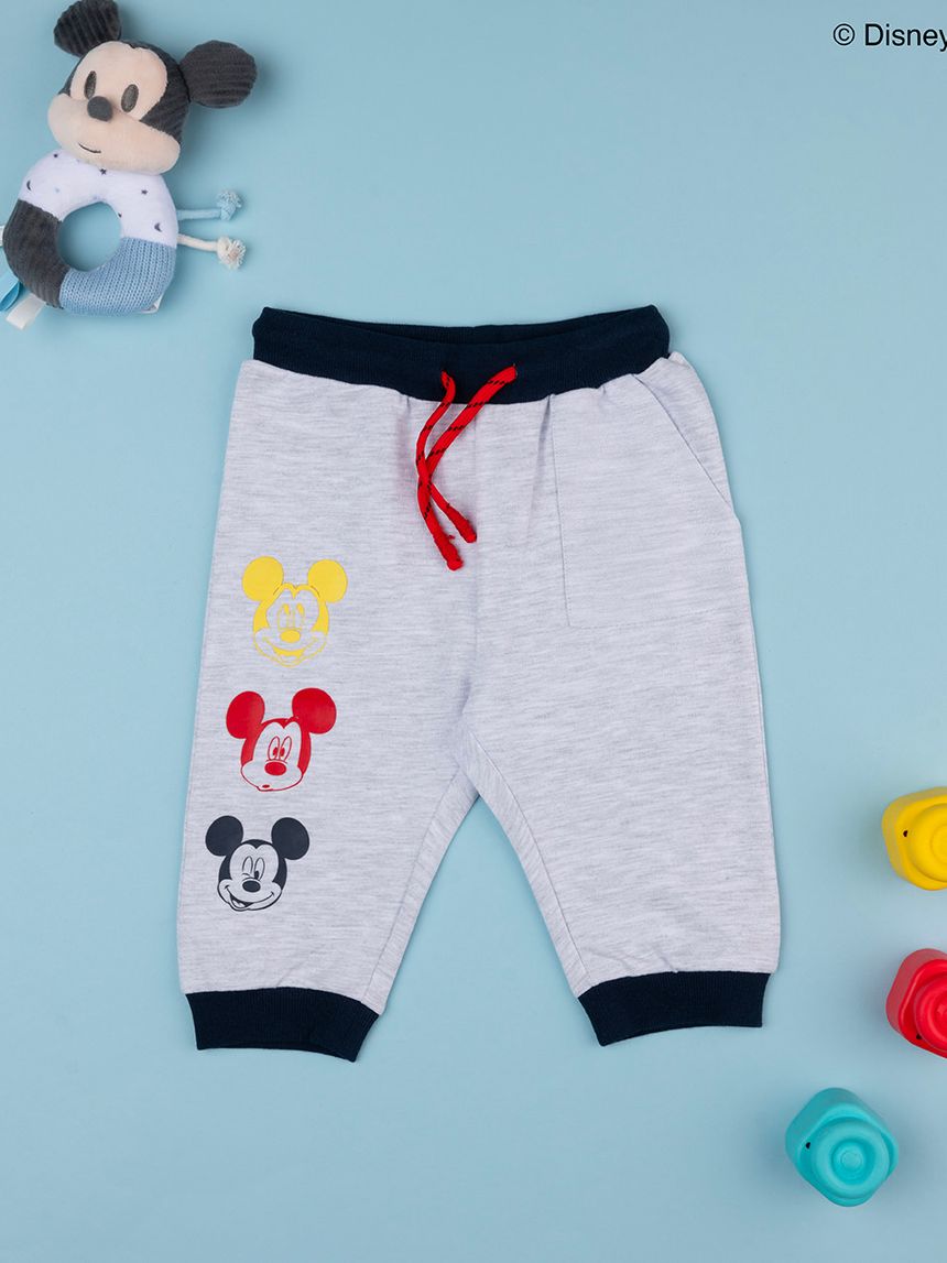 βρεφικό παντελόνι φόρμας γκρι με το mickey για αγόρι - Prénatal