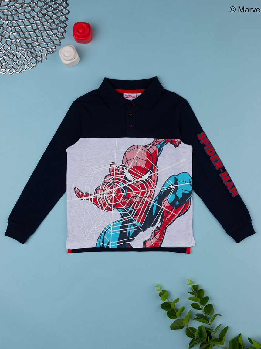 παιδική μπλούζα πόλο μπλε spiderman για αγόρι - Prénatal