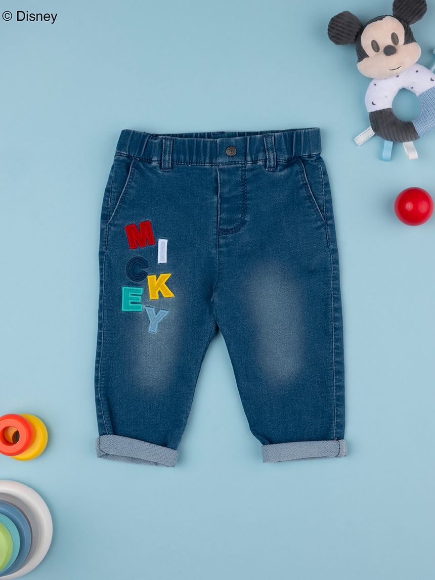 βρεφικό τζιν παντελόνι μπλε με το mickey για αγόρι - Prénatal