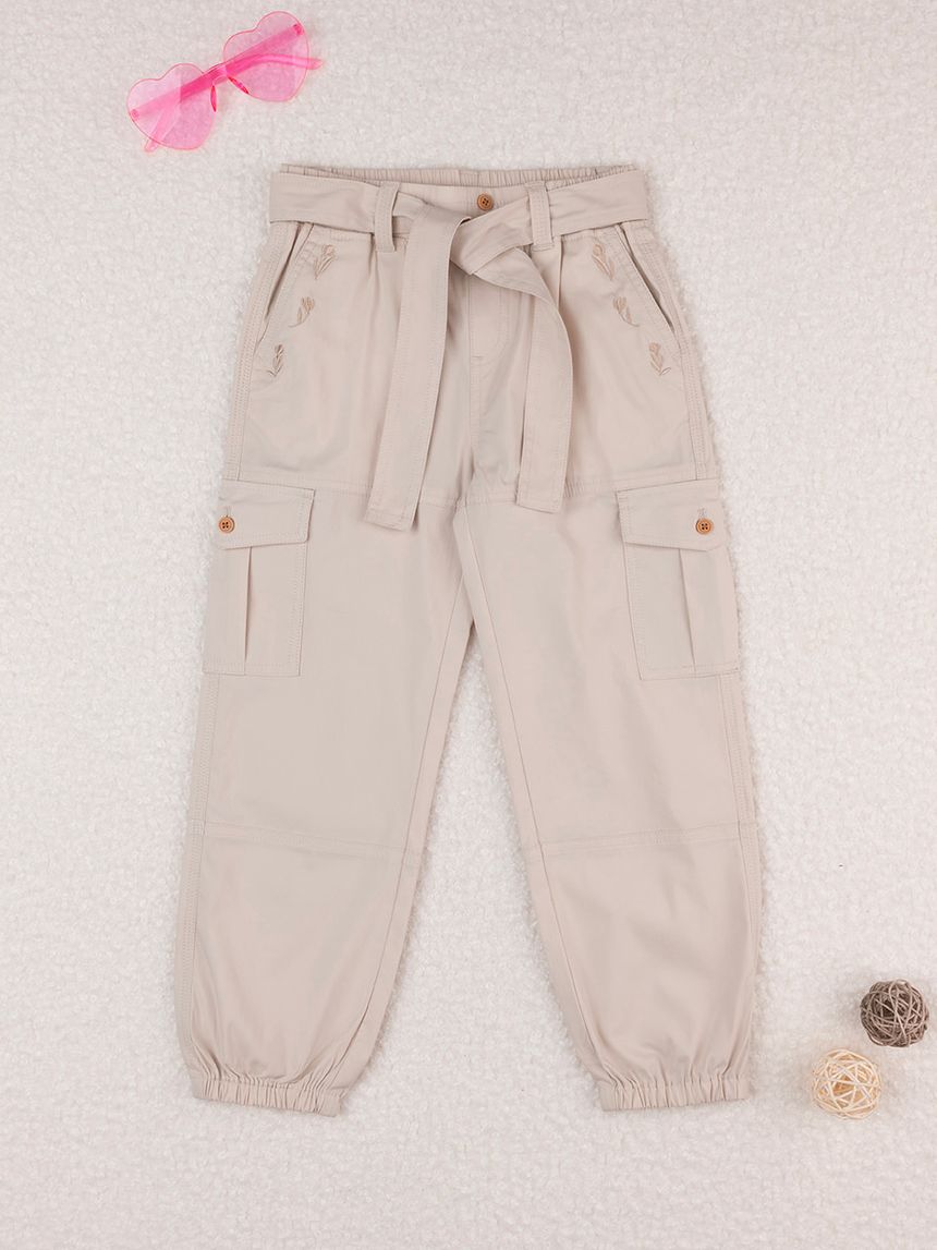 παιδικό παντελόνι cargo μπεζ garden girl για κορίτσι - Prénatal
