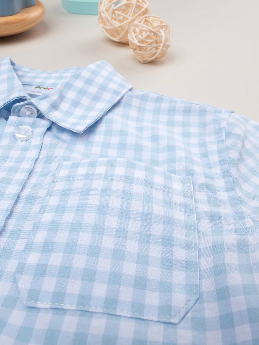 βρεφικό πουκάμισο καρό γαλάζιο/λευκό για αγόρι - Prénatal