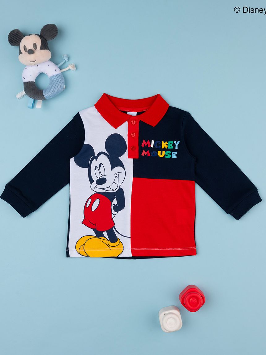 βρεφική μπλούζα πόλο μπλε με το mickey για αγόρι - Prénatal