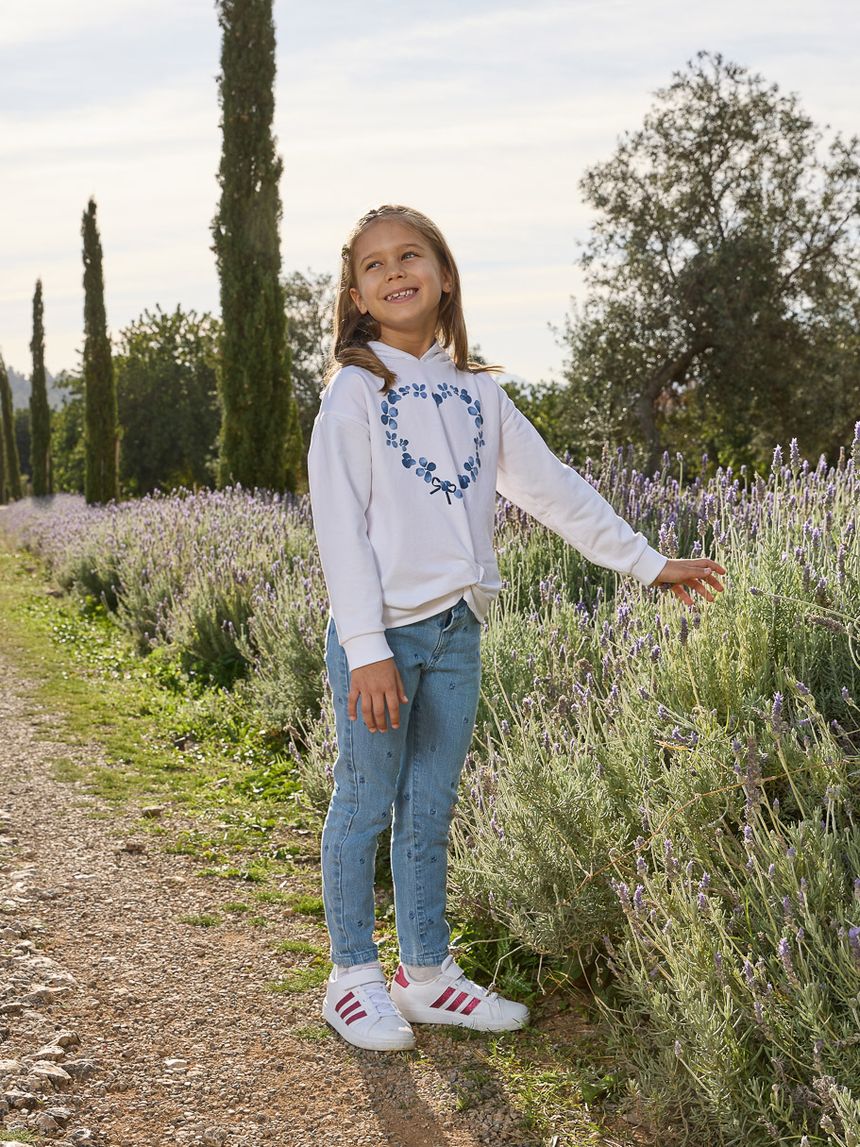 παιδικό τζιν παντελόνι μπλε με λουλούδια για κορίτσι - Prénatal