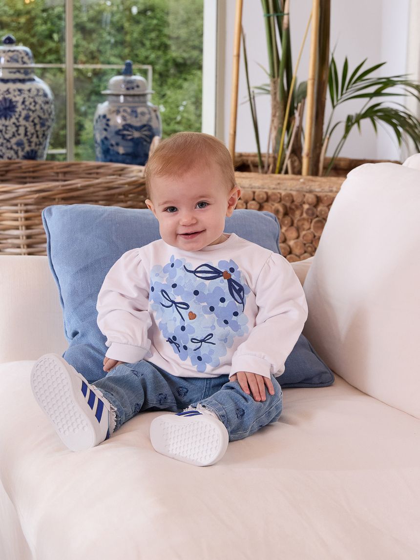 βρεφική μπλούζα φούτερ λευκή indigo για κορίτσι - Prénatal