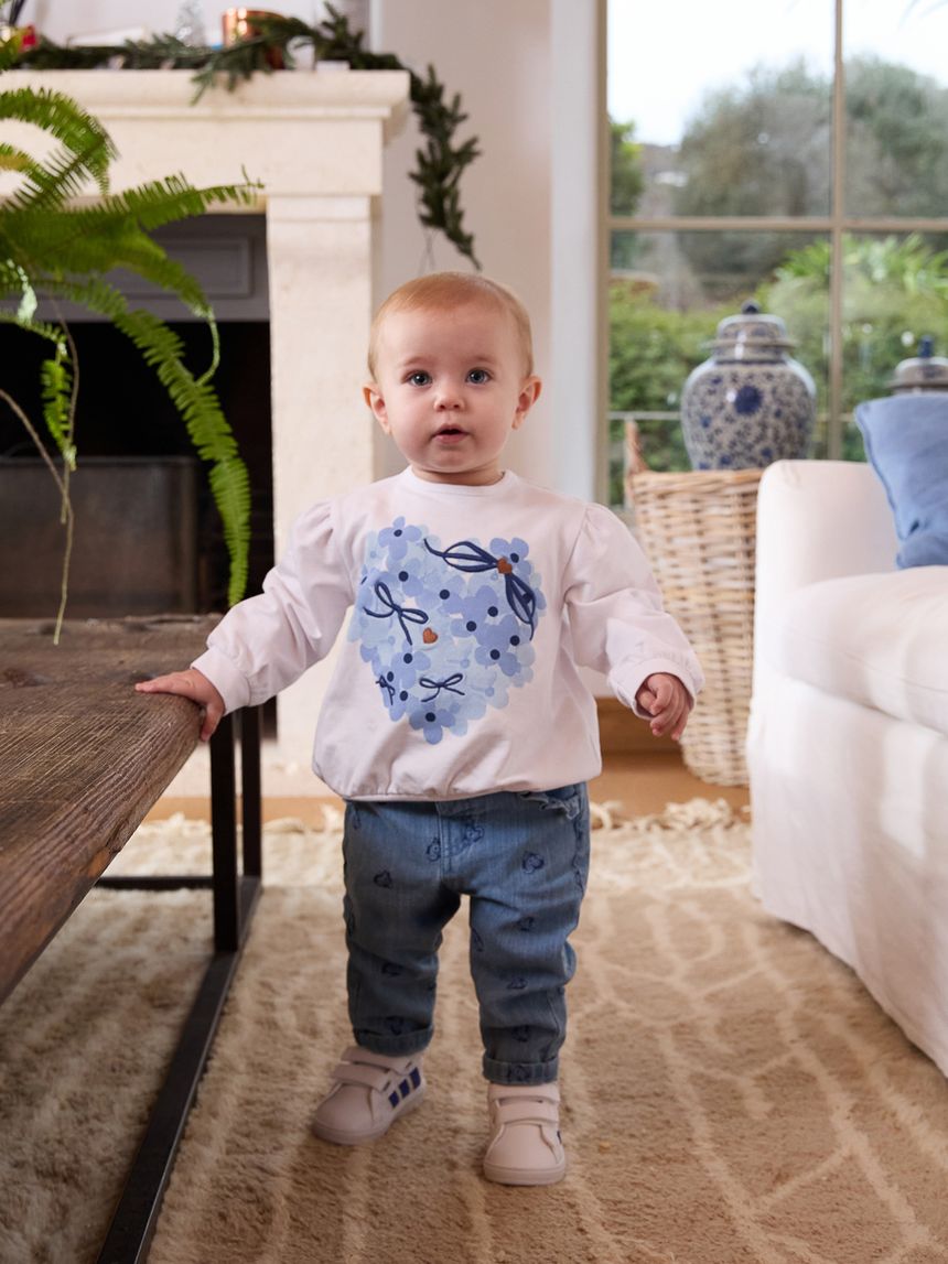 βρεφικό τζιν παντελόνι μπλε με καρδούλες για κορίτσι - Prénatal
